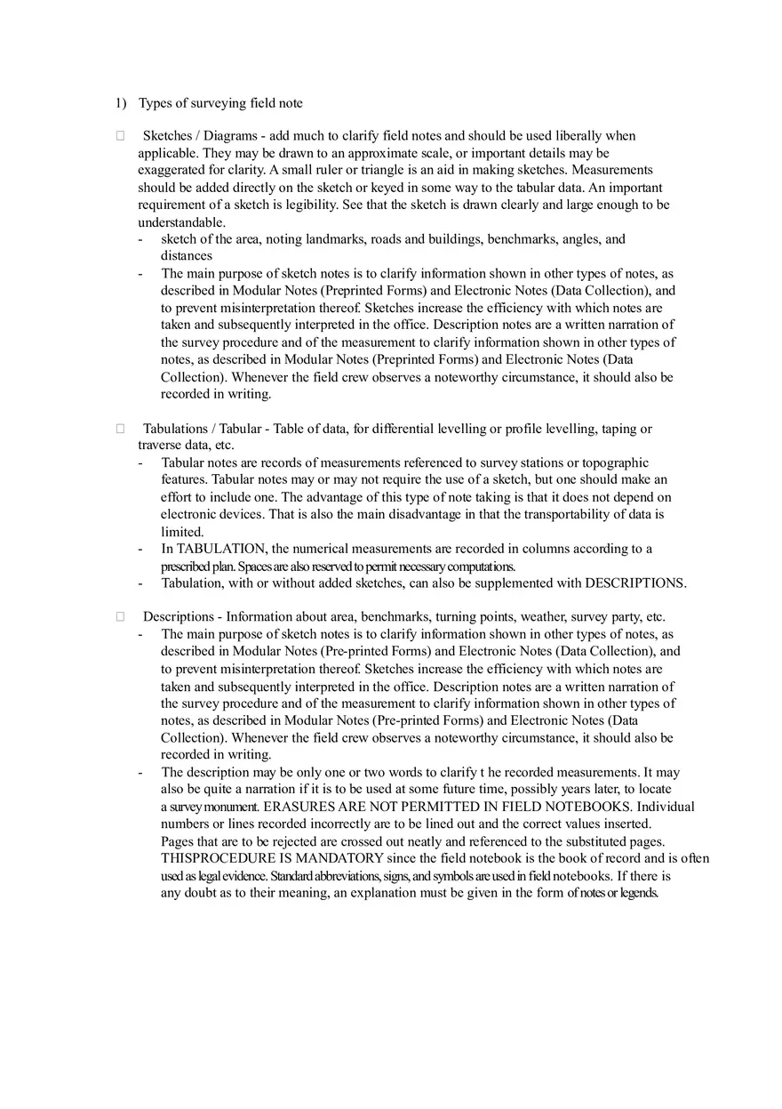 Surveying Field Notes - Page 1