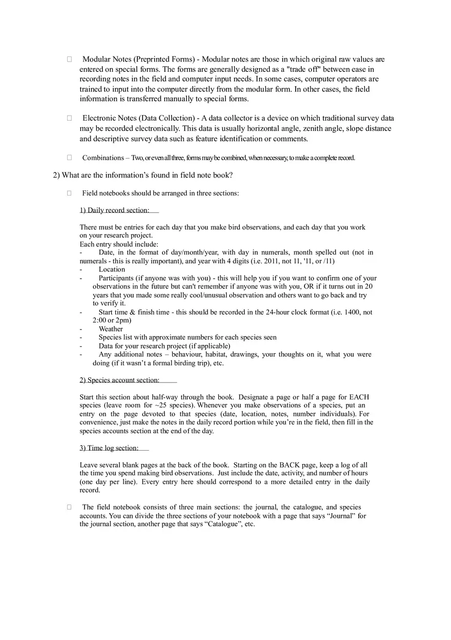 Surveying Field Notes - Page 2