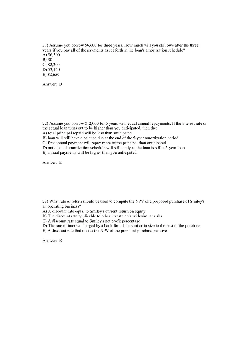 Corporate Finance Discounted Cash Flow Valuation Answer Key 2 - Page 1