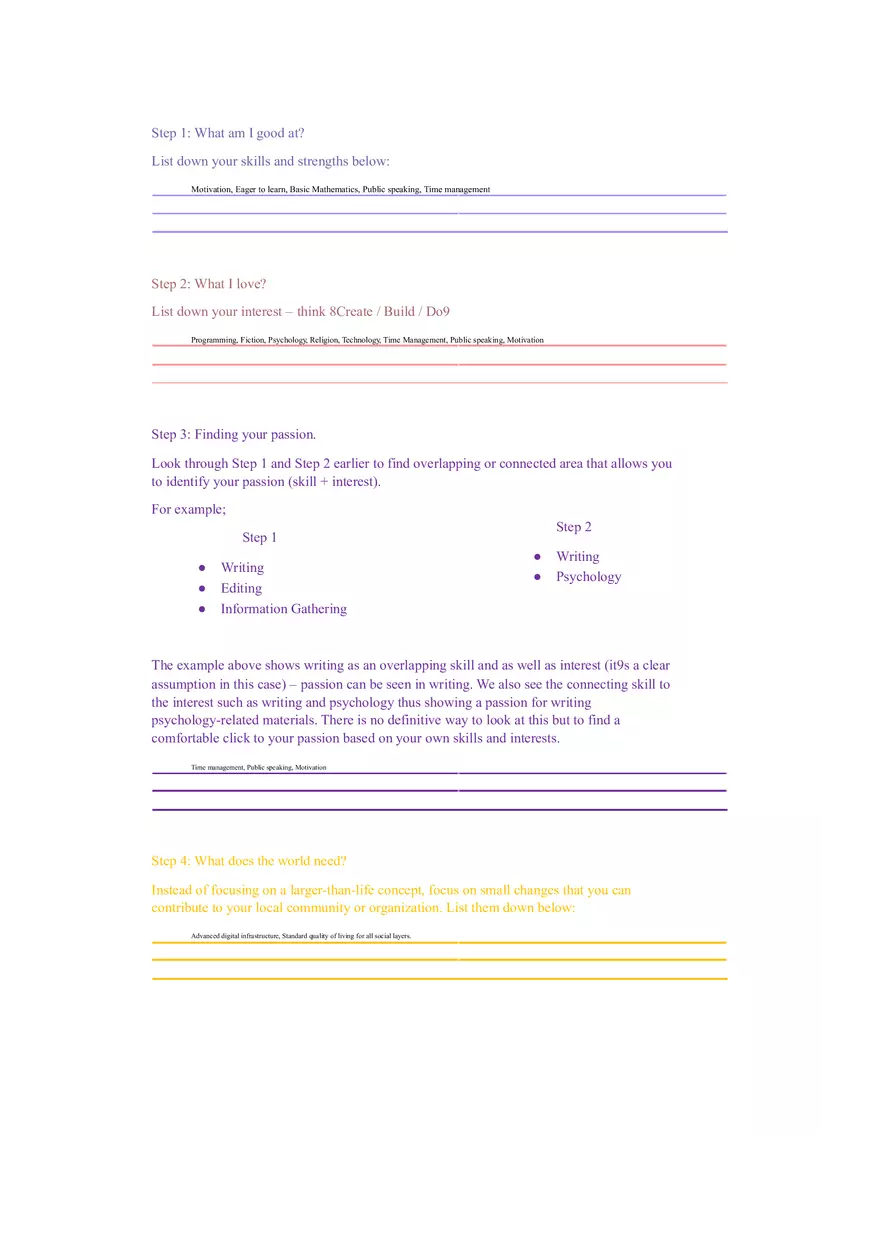 Ikigai Worksheet - Page 2
