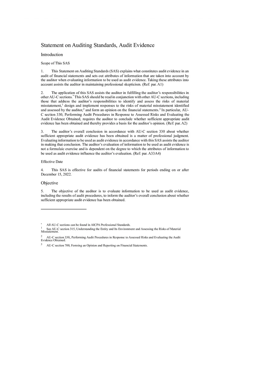 Statement on Auditing Standards, Audit Evidence (Study Guide Part 1) - Page 1