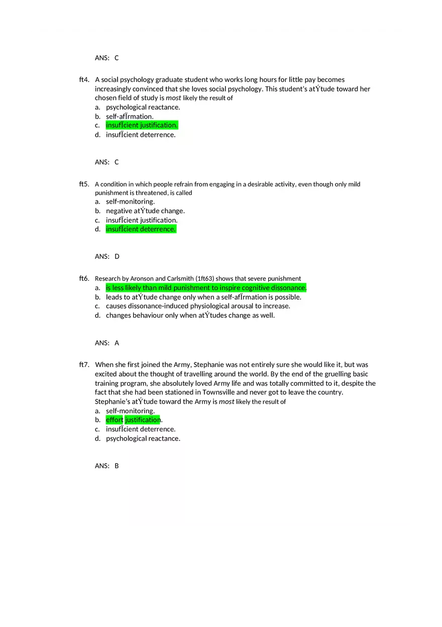 Attitudes - Social Test Bank 2 Part 3 - Page 8