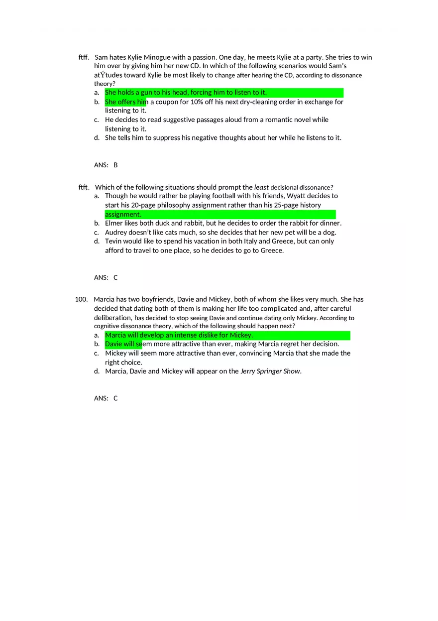 Attitudes - Social Test Bank 2 Part 3 - Page 9