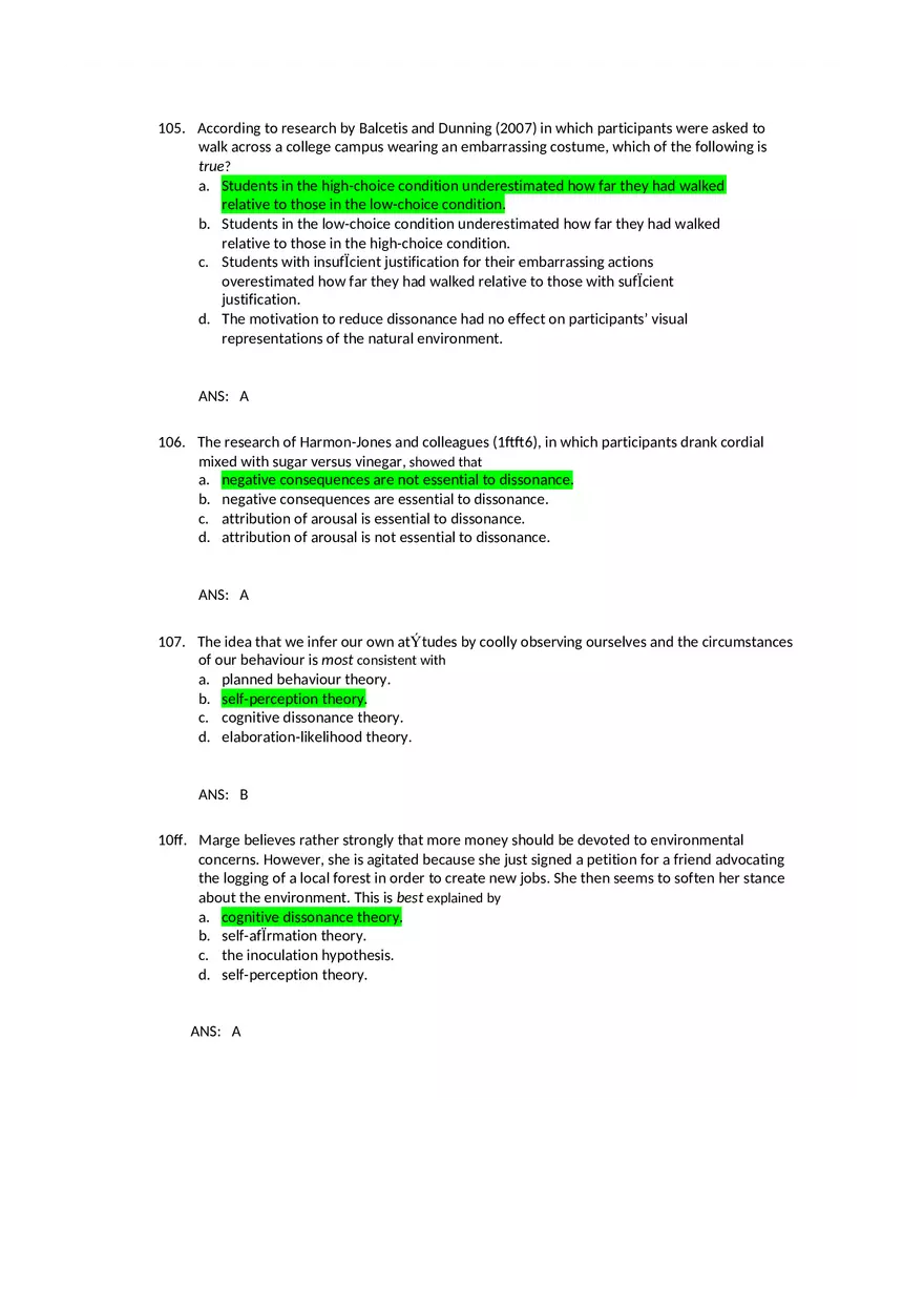 Attitudes - Social Test Bank 2 Part 3 - Page 11