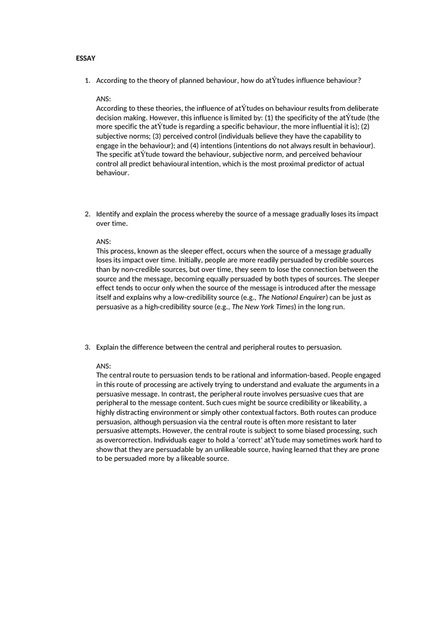 Attitudes - Social Test Bank 2 Part 3 - Page 4