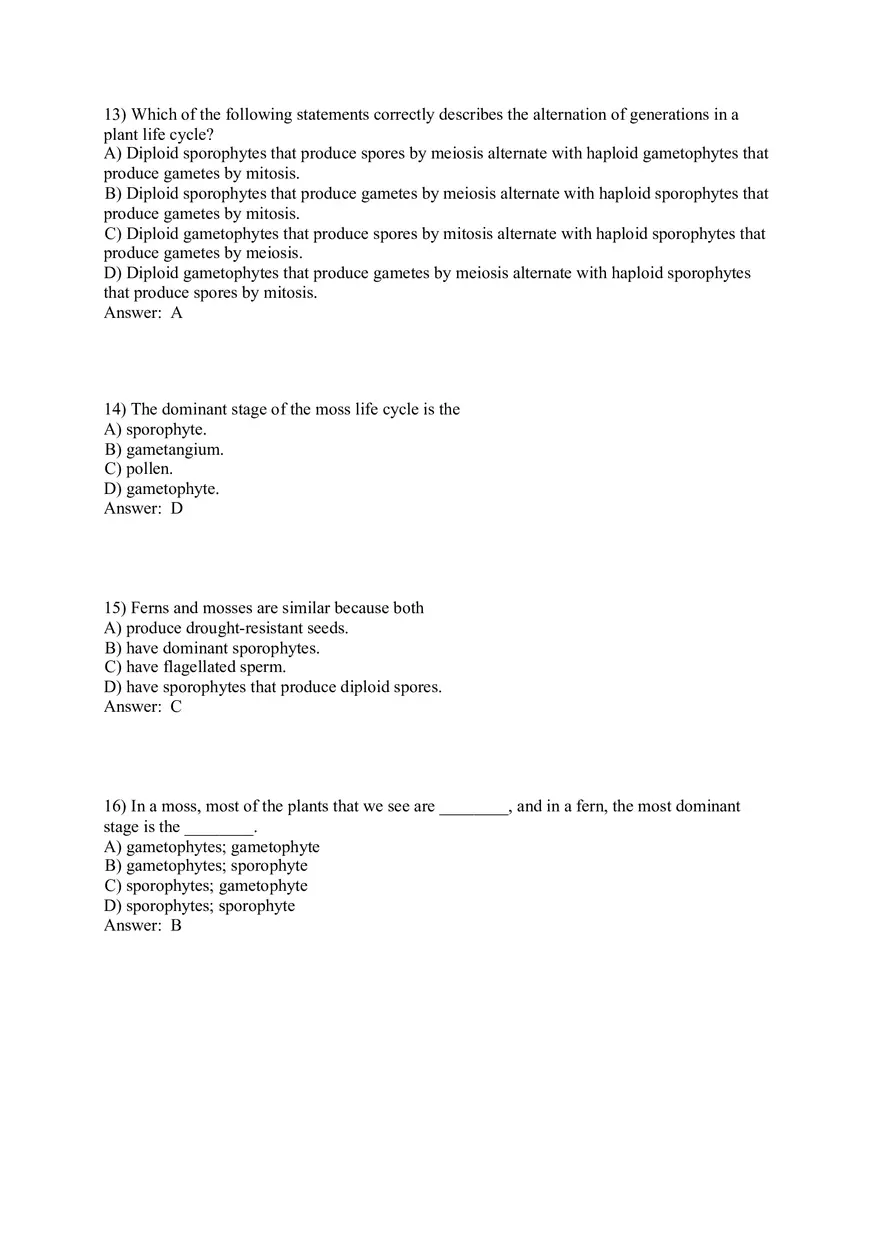 The Evolution of Plant and Fungal Diversity Answer Key 1-46 - Page 6