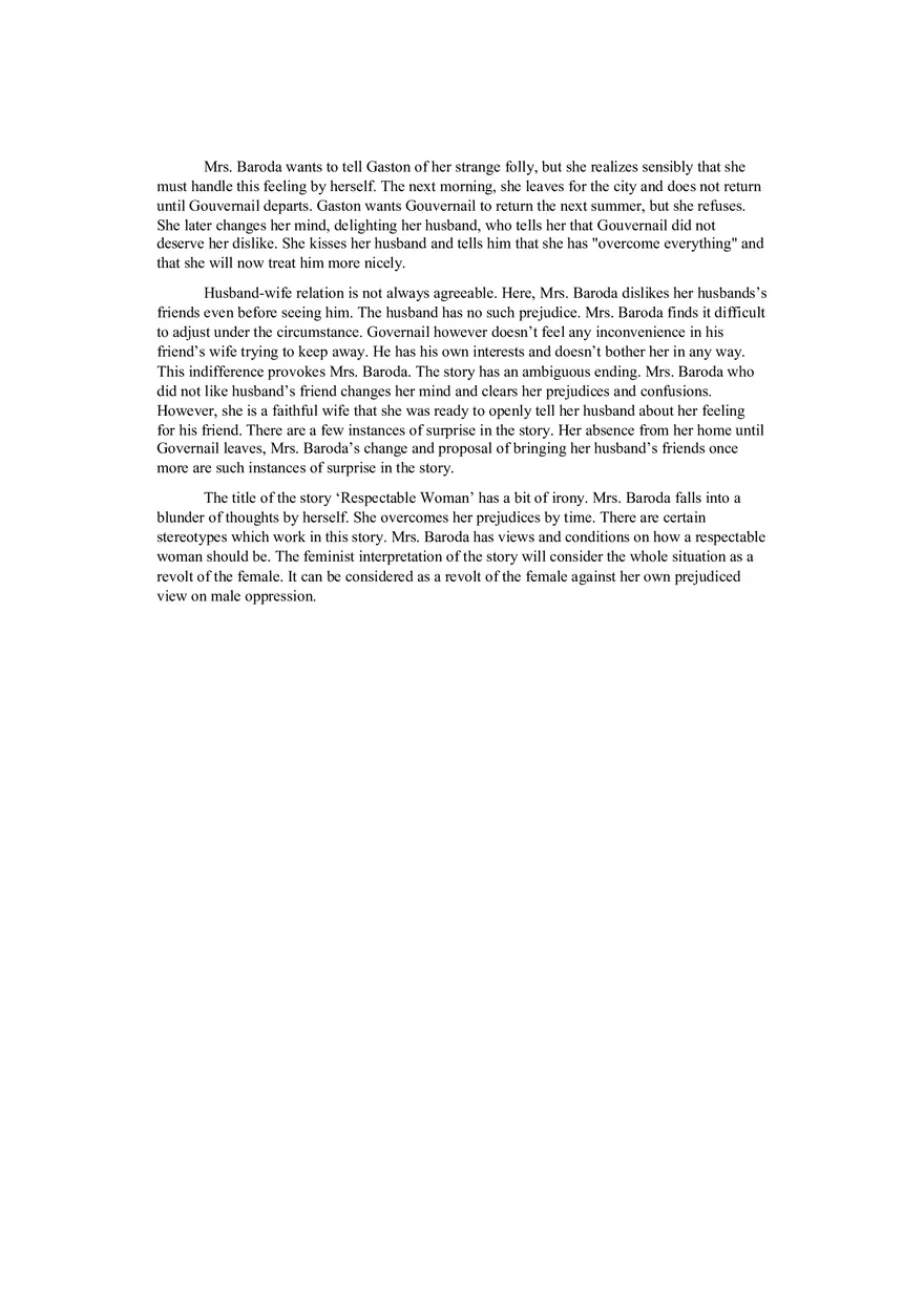 A Respectable Woman Summary - Page 2