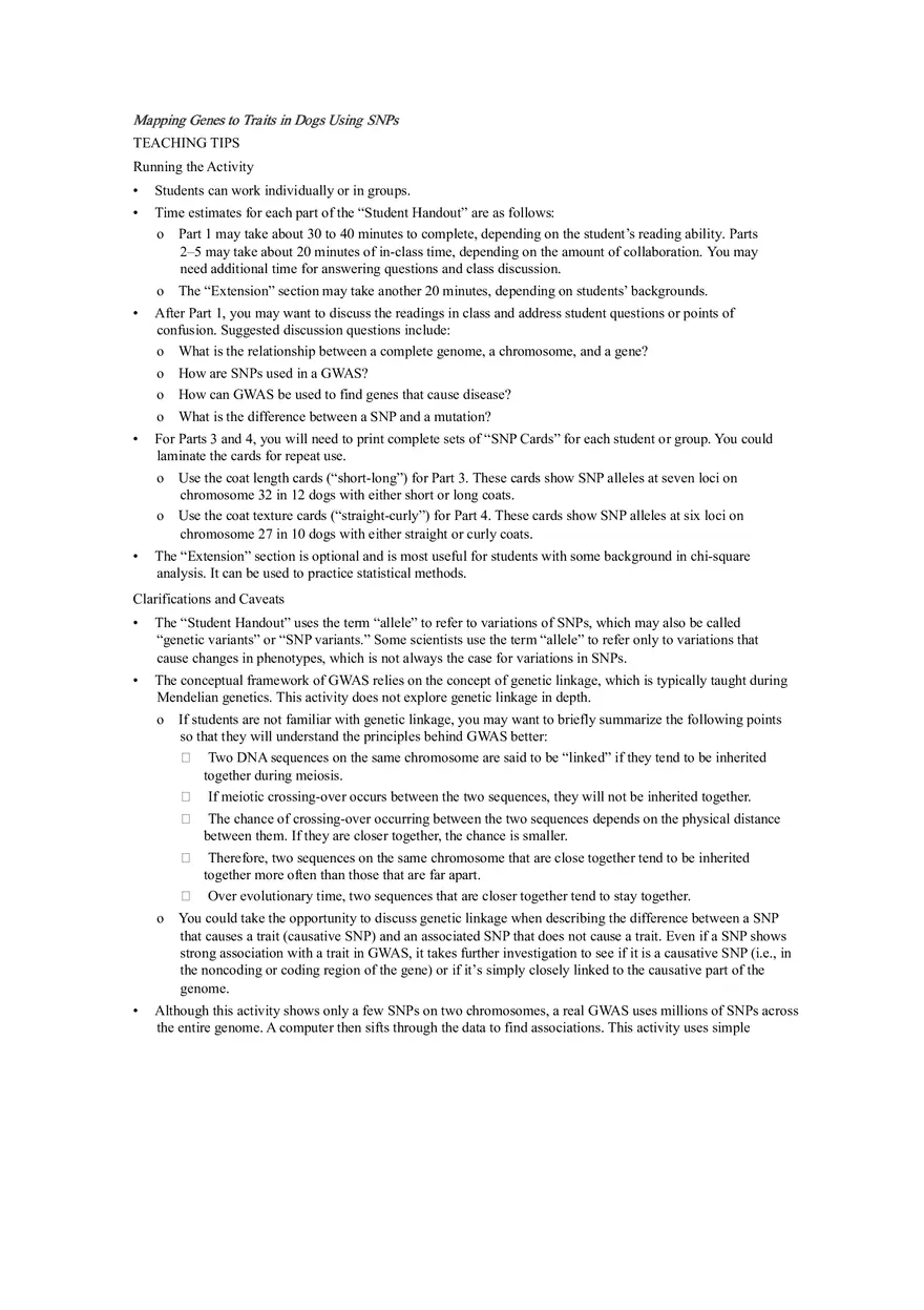 Mapping Genes to Traits in Dogs Using SNPs - Page 2