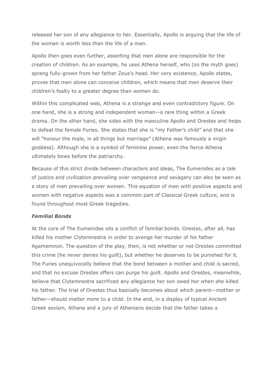 The Eumenides by Aeschylus Plot Summary and Themes - Page 4