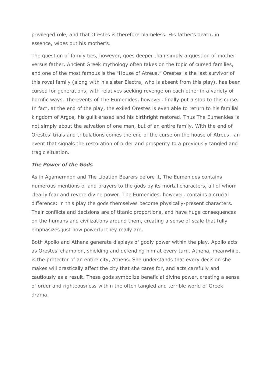 The Eumenides by Aeschylus Plot Summary and Themes - Page 5