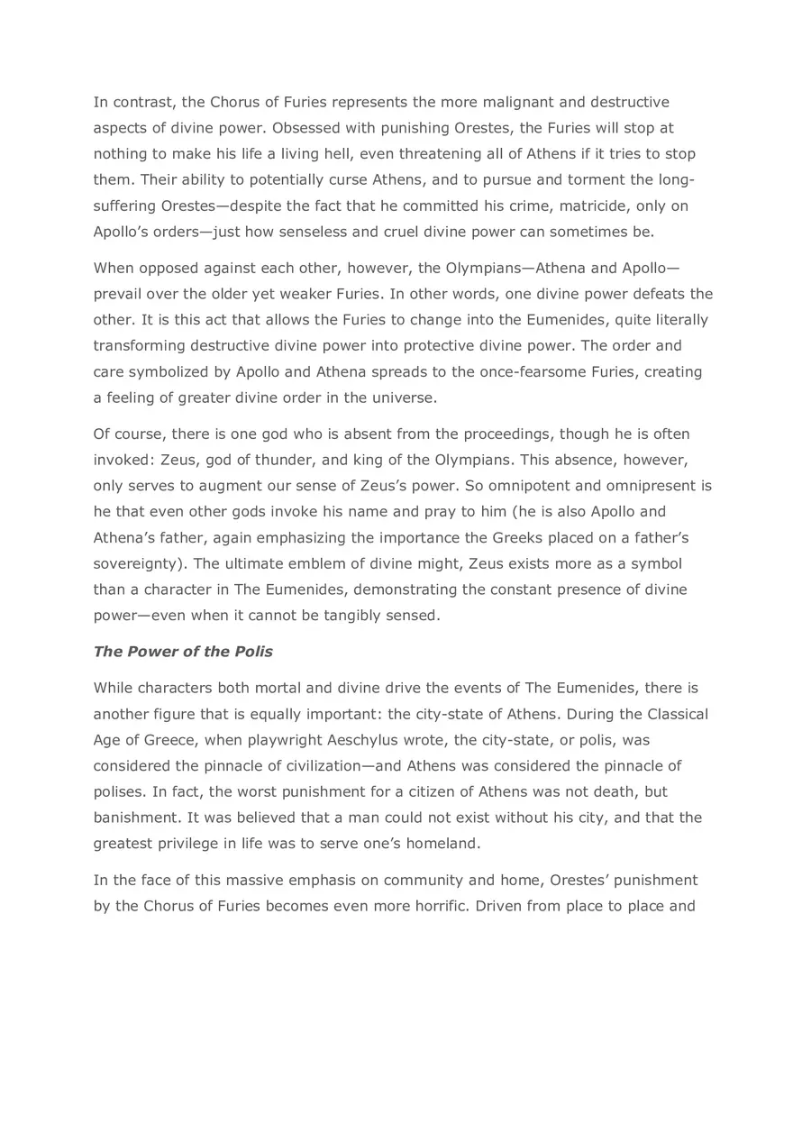 The Eumenides by Aeschylus Plot Summary and Themes - Page 6