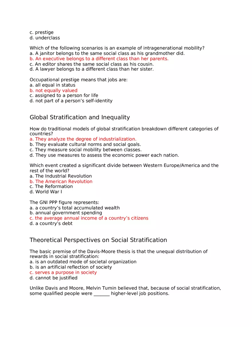 What is Social Stratification Section Quiz - Page 2