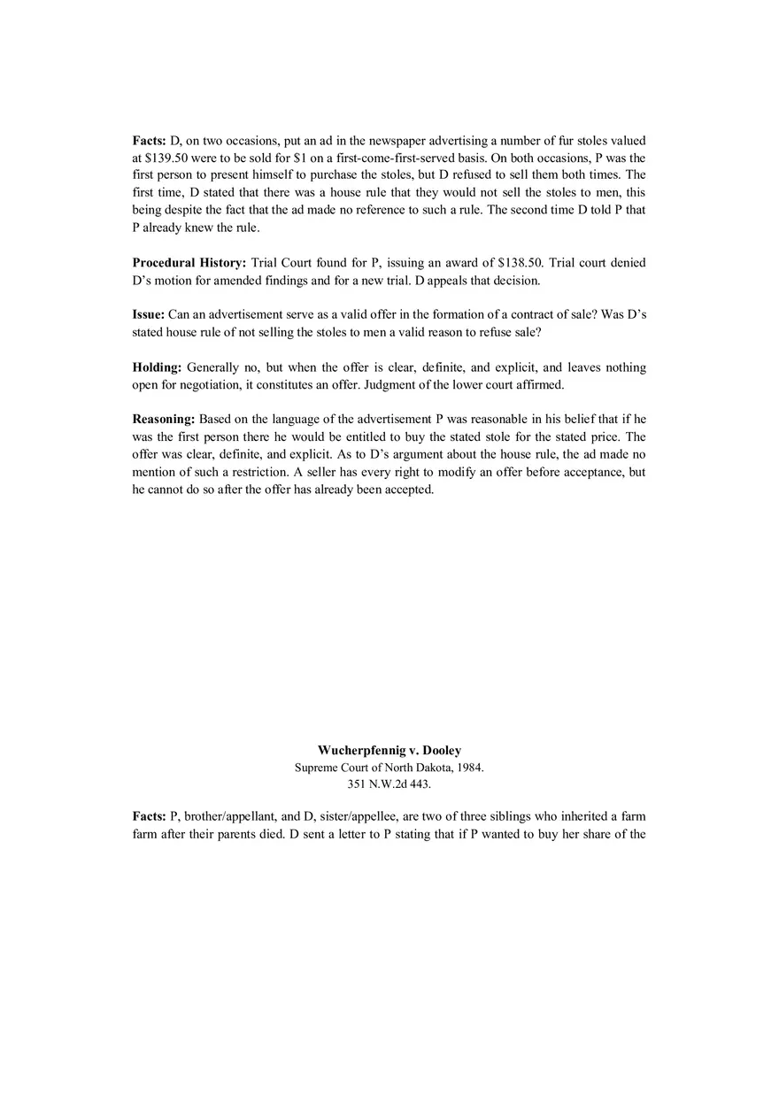 Contracts Case Briefs - Owen v. Tunison and Others - Page 5