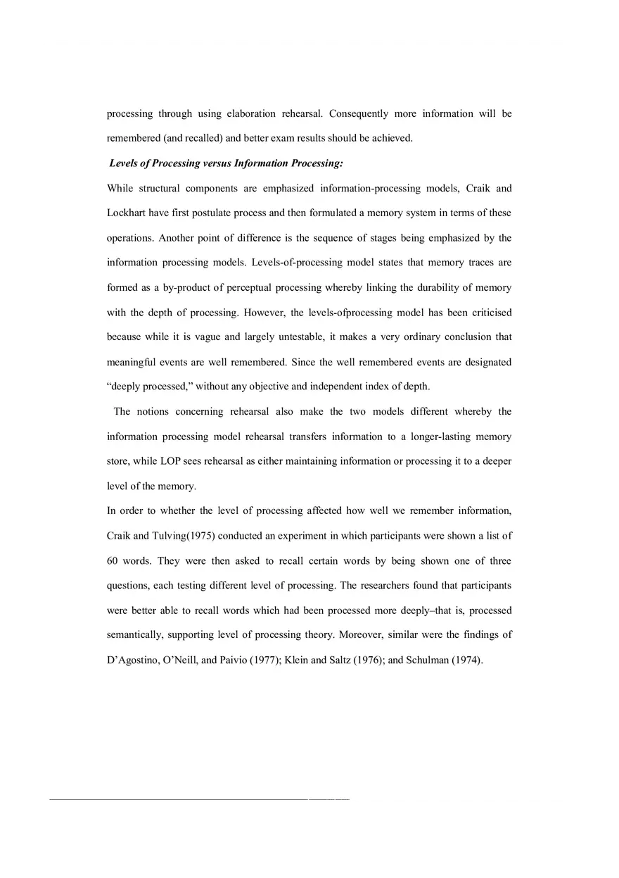 The Levels of Processing Model by Craik and Lockhart - Page 3