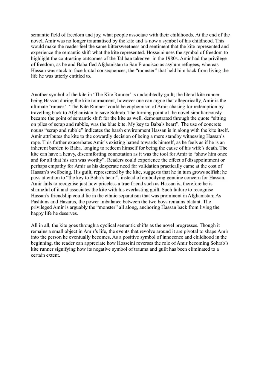Kite Runner - Kite Symbolism - Page 2