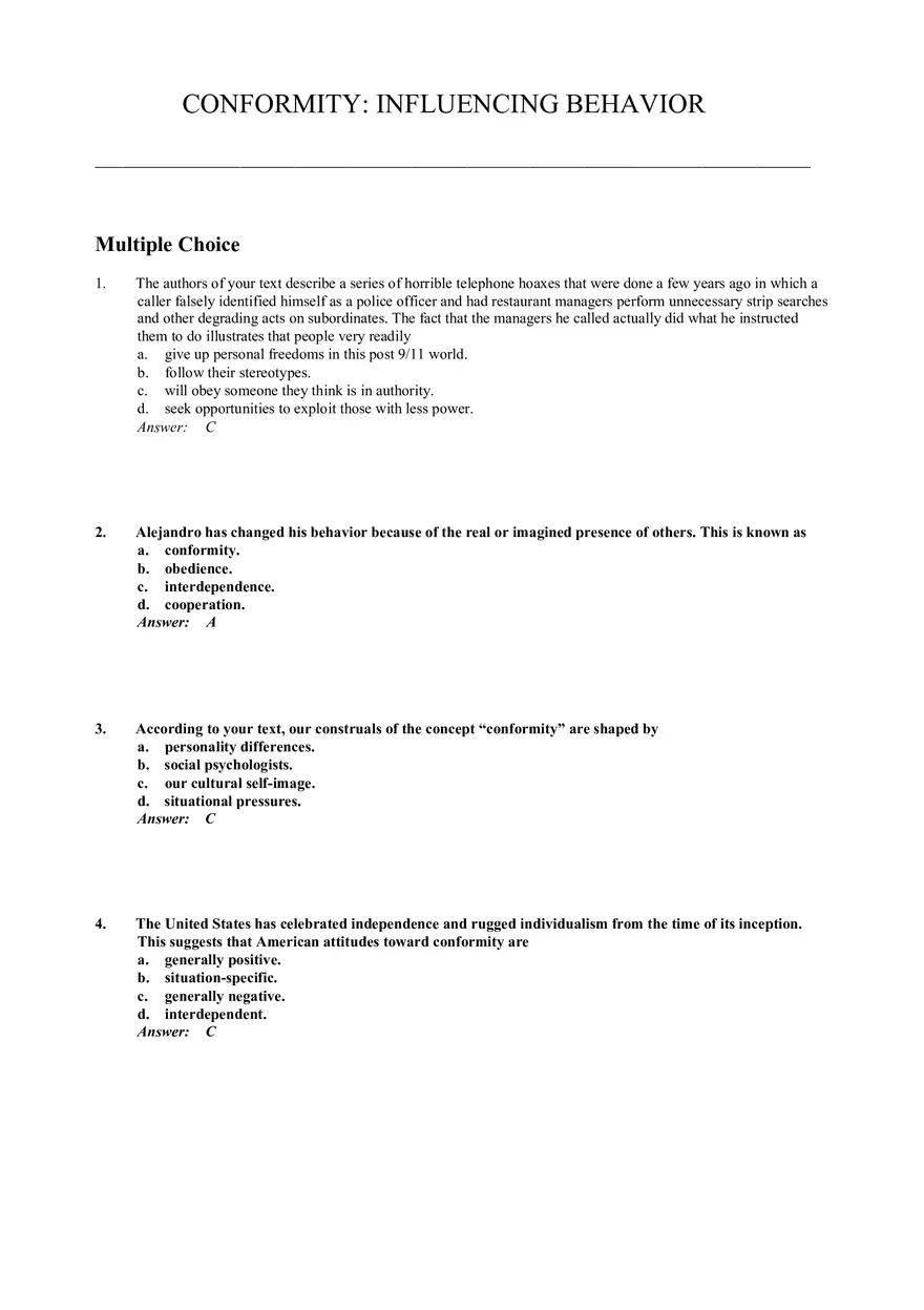 Influencing Behavior Answer Key 1 - Page 1