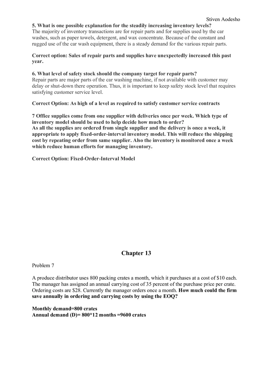 Operations and Supply Management Homework Set 2 - Page 9