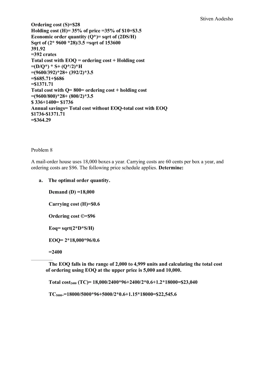 Operations and Supply Management Homework Set 2 - Page 10