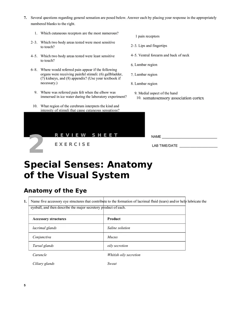 Human Reflex Physiology Exercises - Page 5