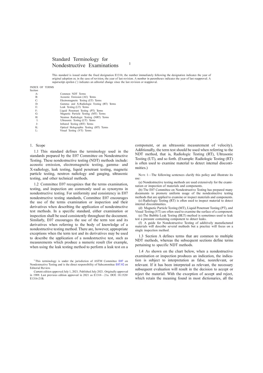 Standard Terminology for Nondestructive Examinations Part 1 - Page 1