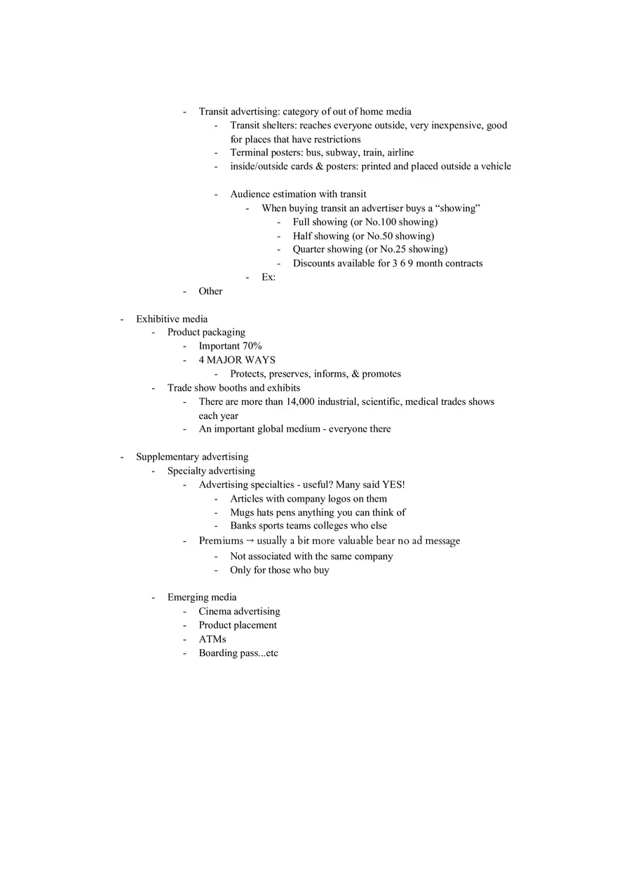 Out of Home, Exhibitive, and Supplementary Media Lecture Notes - Page 2