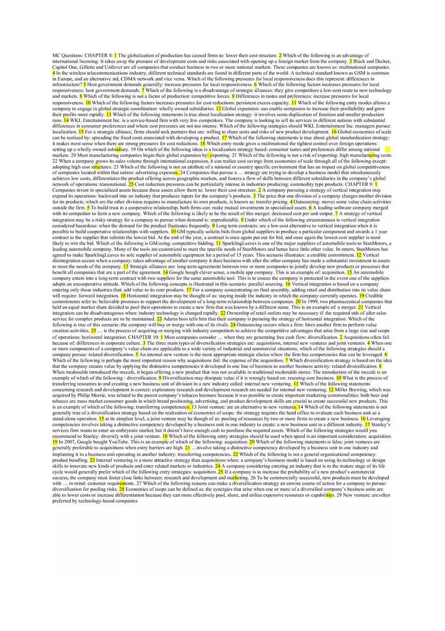 Strategic Management Test Cheat Sheet 3 - Page 1
