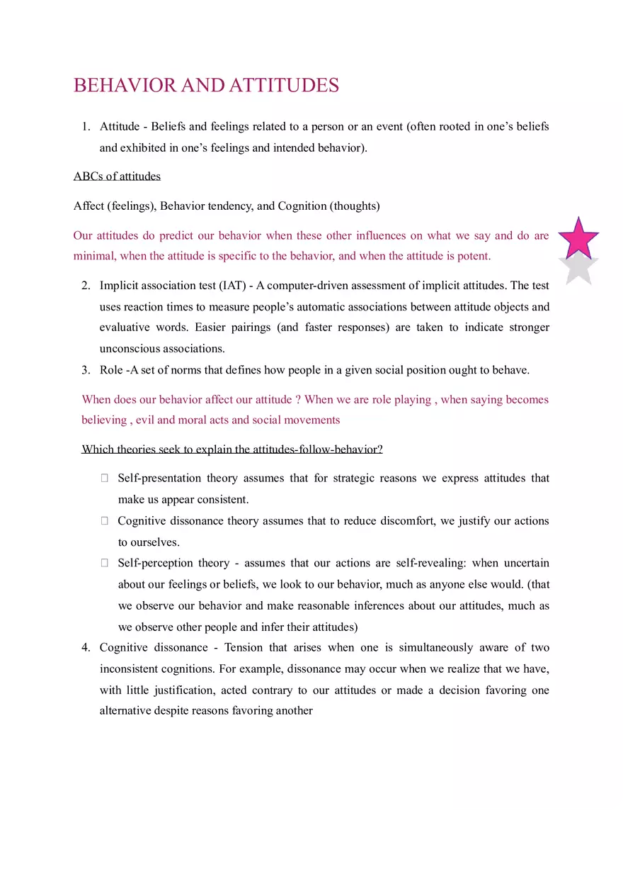 Behavior and Attitudes Notes - Page 1