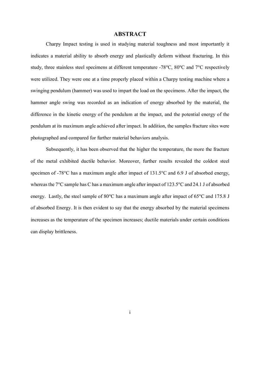Group 1 Impact Test Lab Report - Page 1