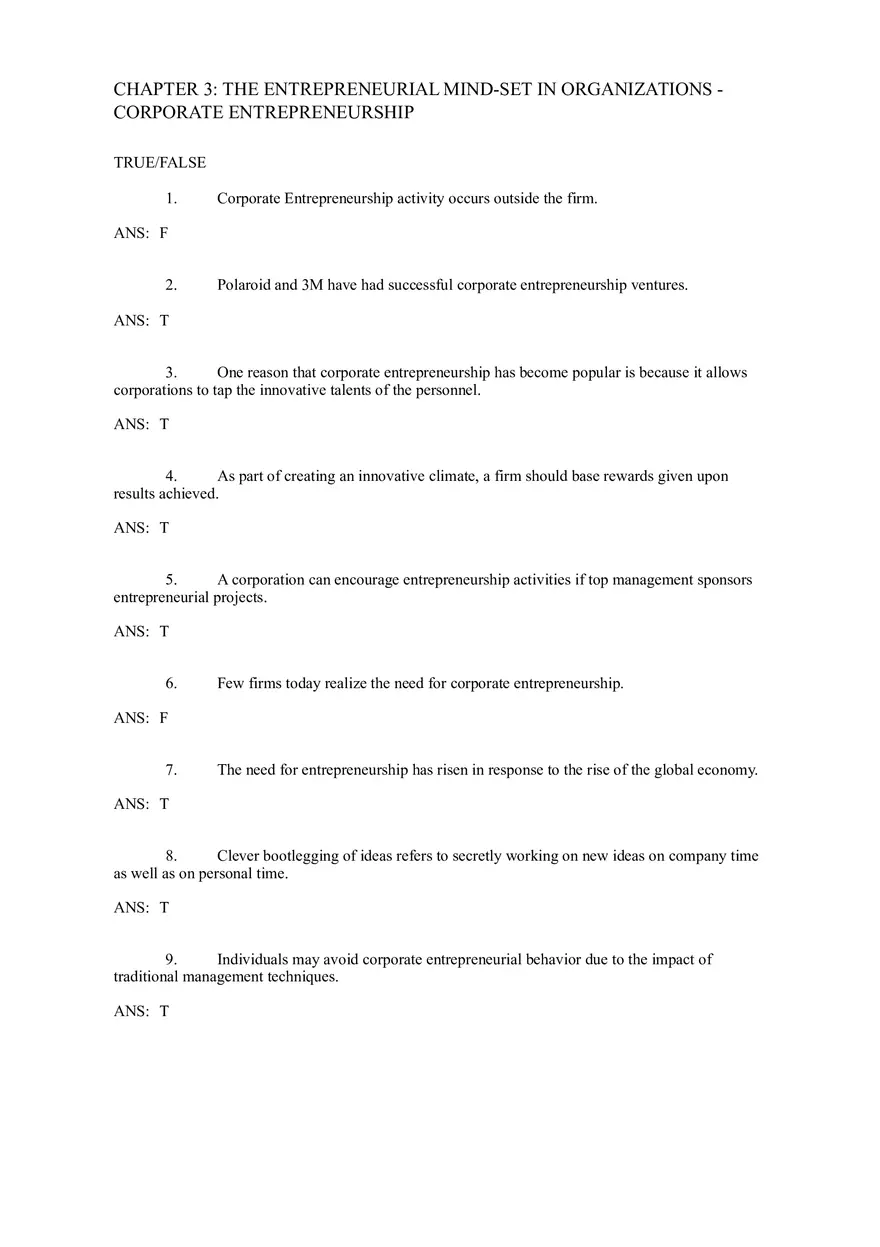 The Entrepreneurial Mindset in Organizations - Corporate Entrepreneurship - Page 1