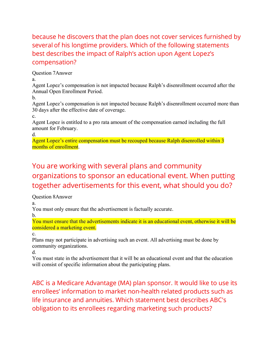 AHIP Exam Answers 2026 Q&A - Page 28