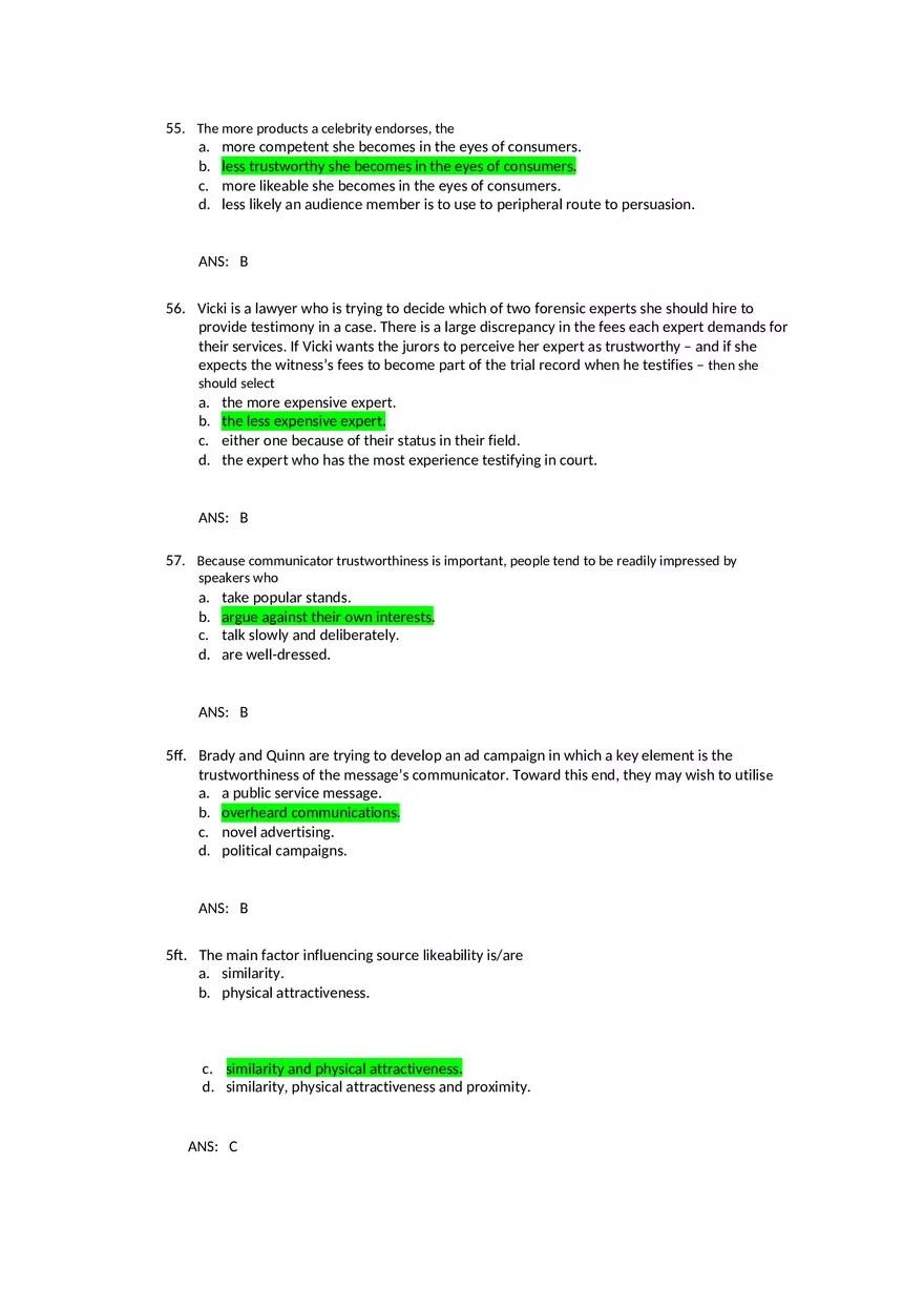 Attitudes - Social Test Bank 2 Part 2 - Page 8