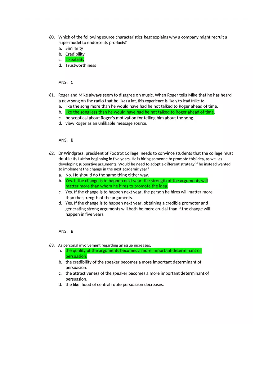 Attitudes - Social Test Bank 2 Part 2 - Page 9