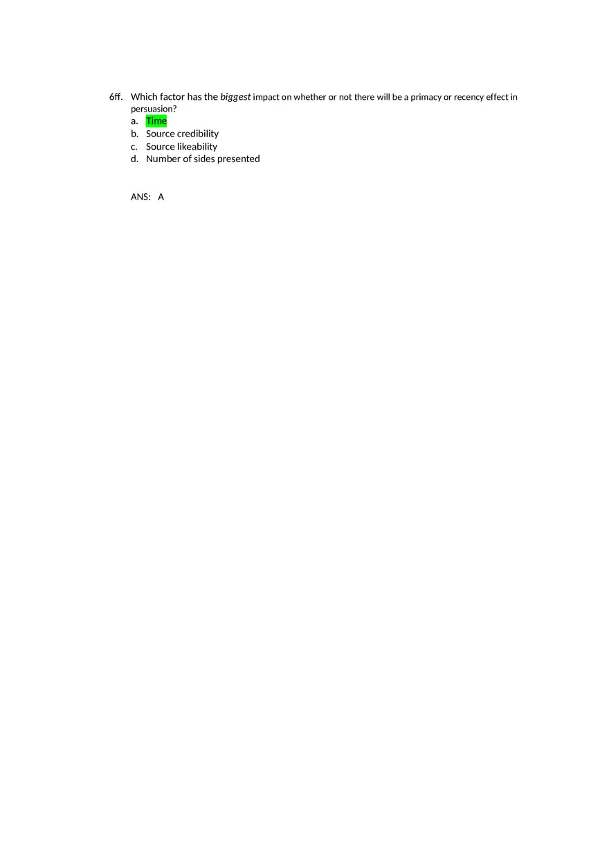 Attitudes - Social Test Bank 2 Part 2 - Page 11