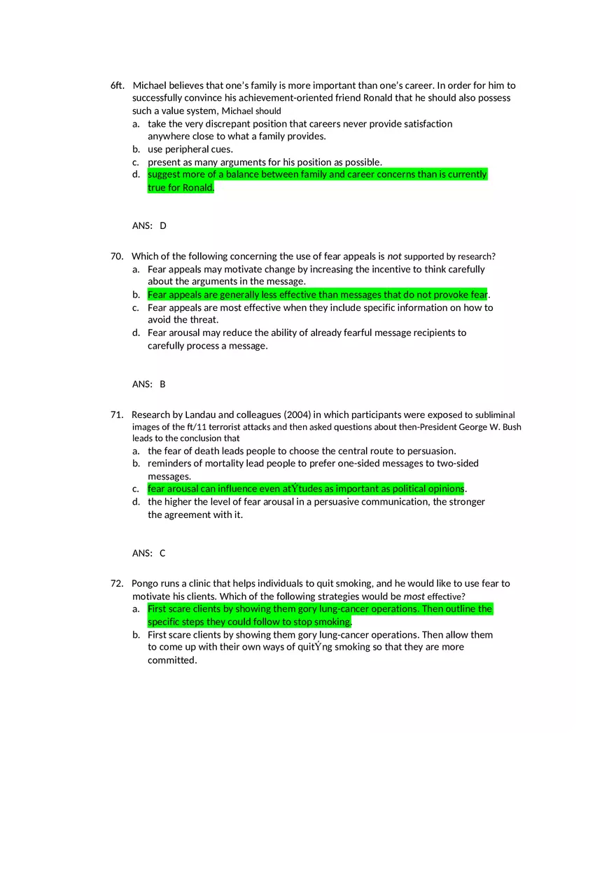 Attitudes - Social Test Bank 2 Part 2 - Page 12