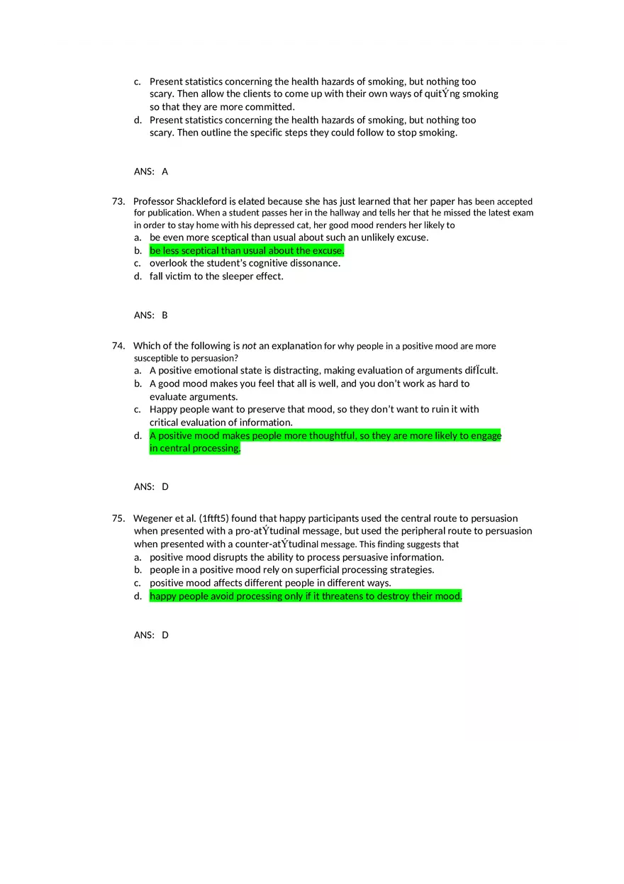 Attitudes - Social Test Bank 2 Part 2 - Page 3