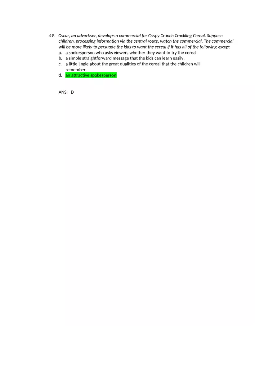 Attitudes - Social Test Bank 2 Part 2 - Page 6