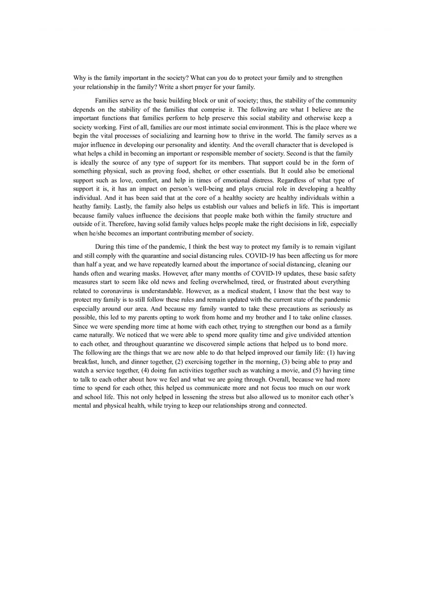 Why is the Family Important in the Society - Page 1