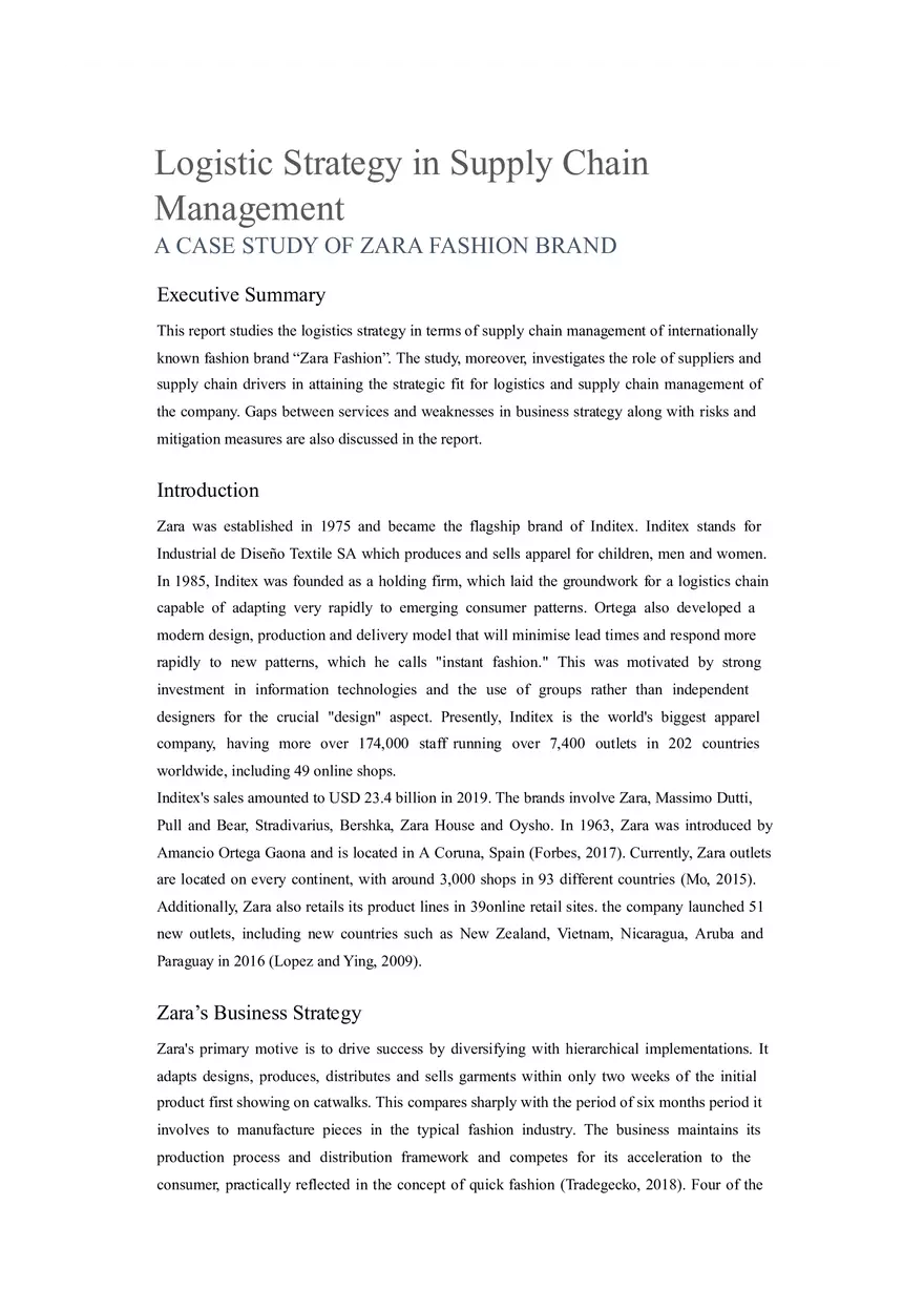 Supply Chain Management ZARA - Page 1
