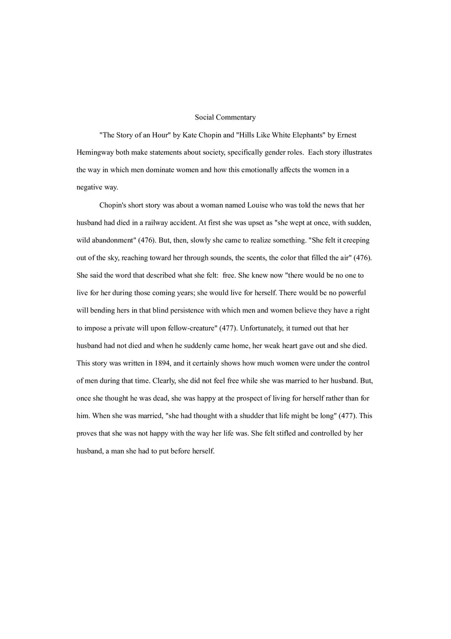 Social Commentary Essay - Page 1