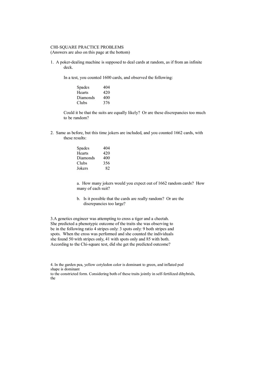 Chi-square Practice Problems - Page 1