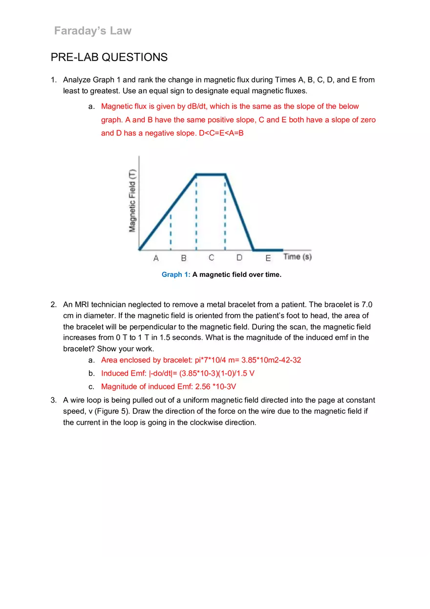 Faraday’s Law Escience Lab Assignments - Page 1