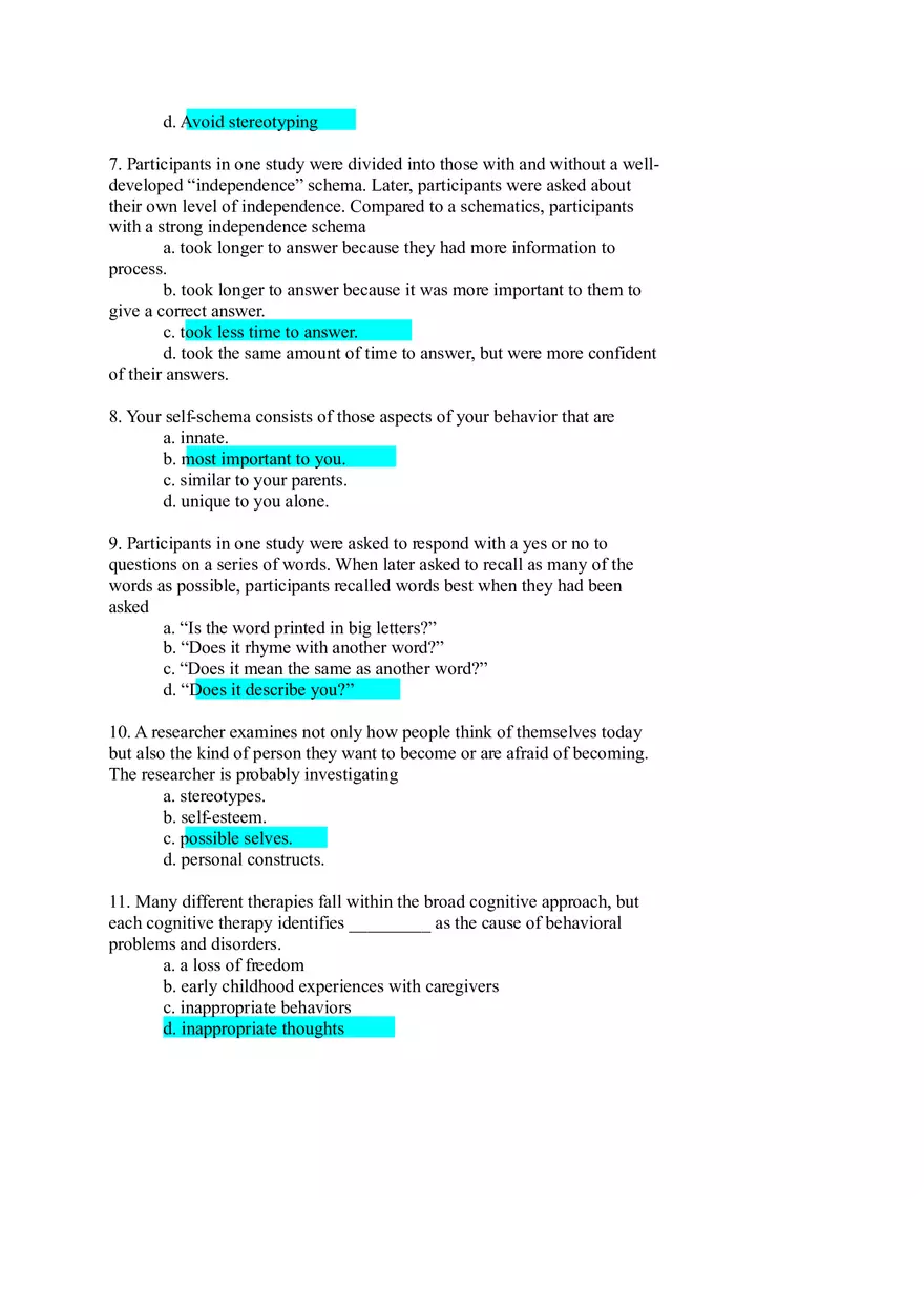 Personalilty Psychology Quiz 4 Answer Key - Page 2