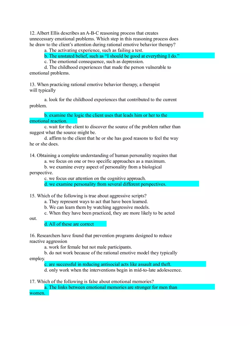 Personalilty Psychology Quiz 4 Answer Key - Page 3