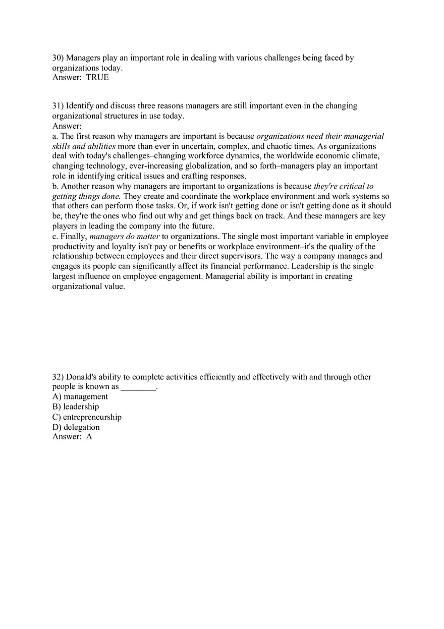 Managers and You in the Workplace Answer Key Part 1 - Page 10