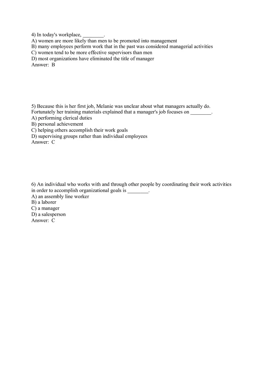 Managers and You in the Workplace Answer Key Part 1 - Page 2