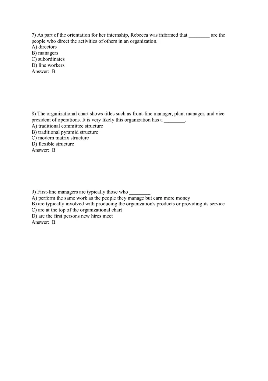 Managers and You in the Workplace Answer Key Part 1 - Page 3