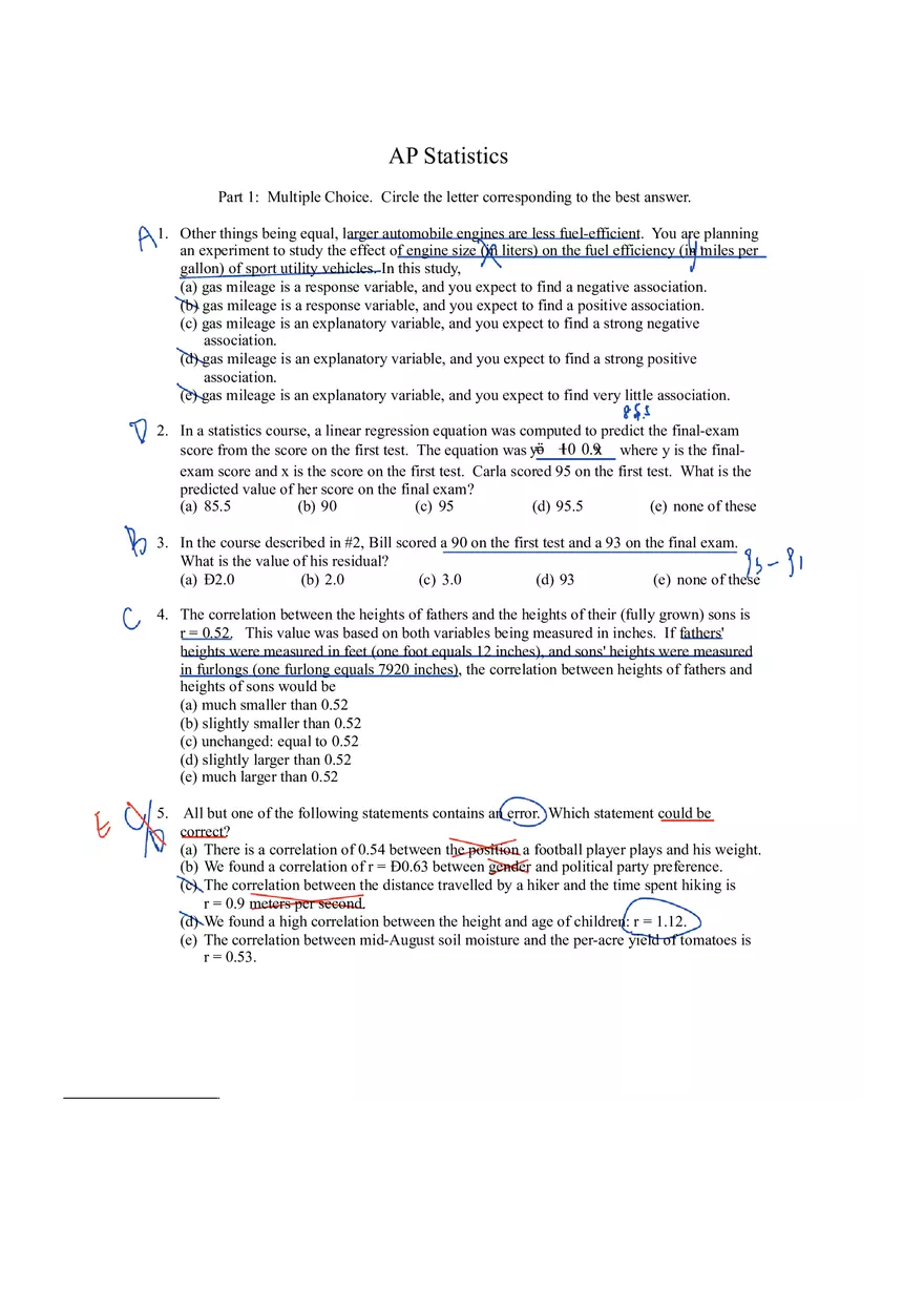 Elementary Statistics for Applications Test 3 Answer Key - Page 1