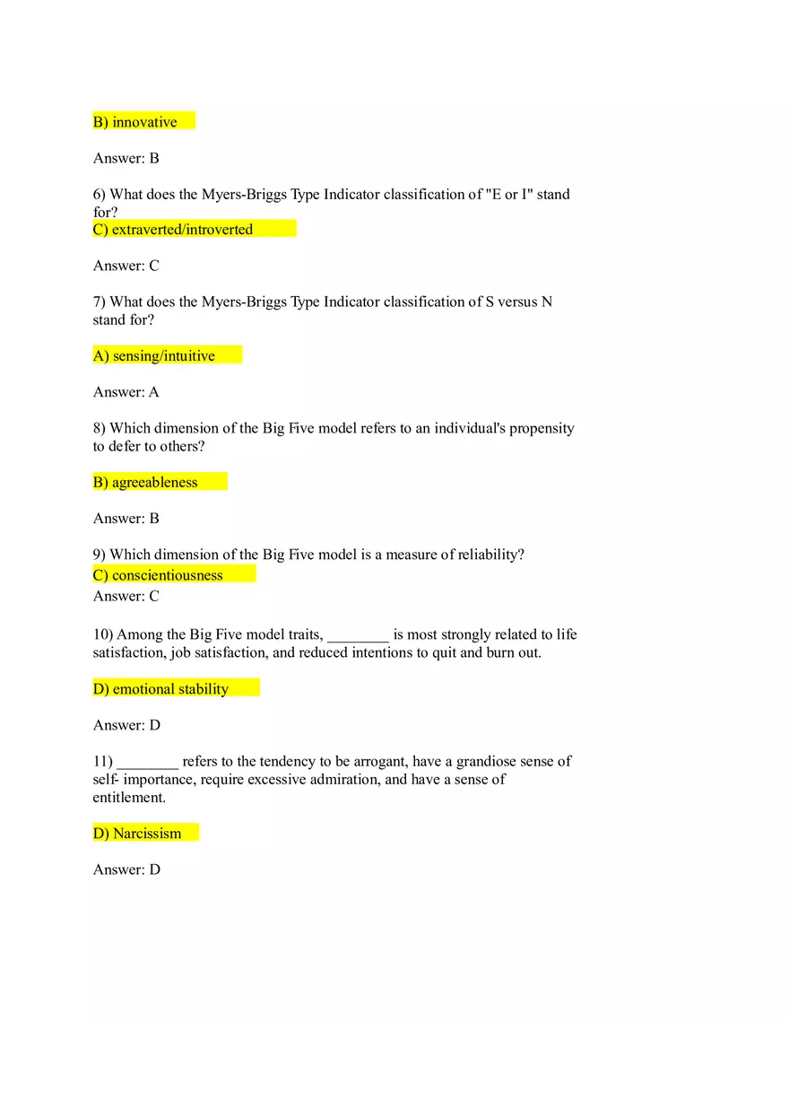 Personality and Values Answers Chapter 4-8 - Page 2