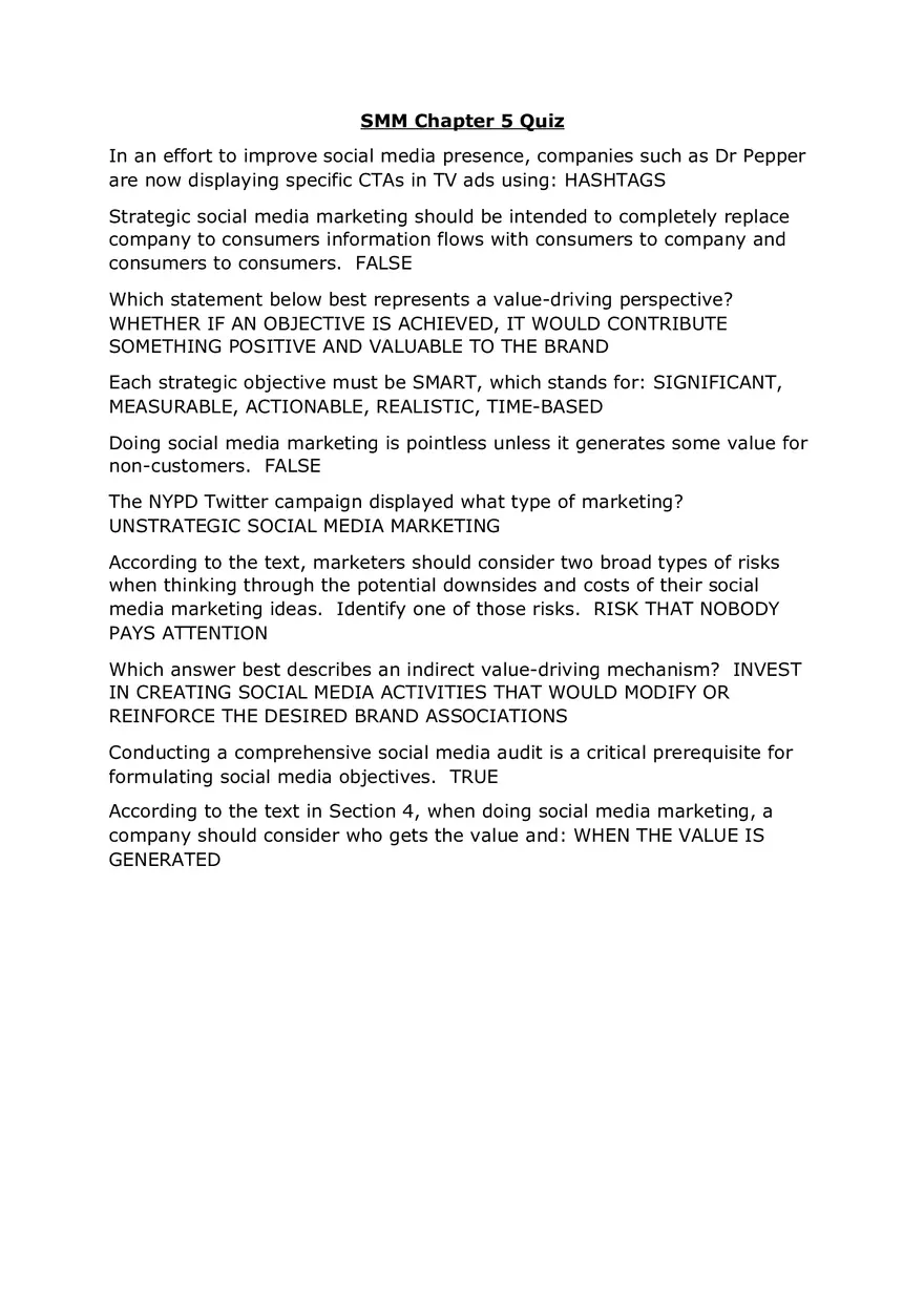 Social Media Marketing 12 Quizzes - Page 7
