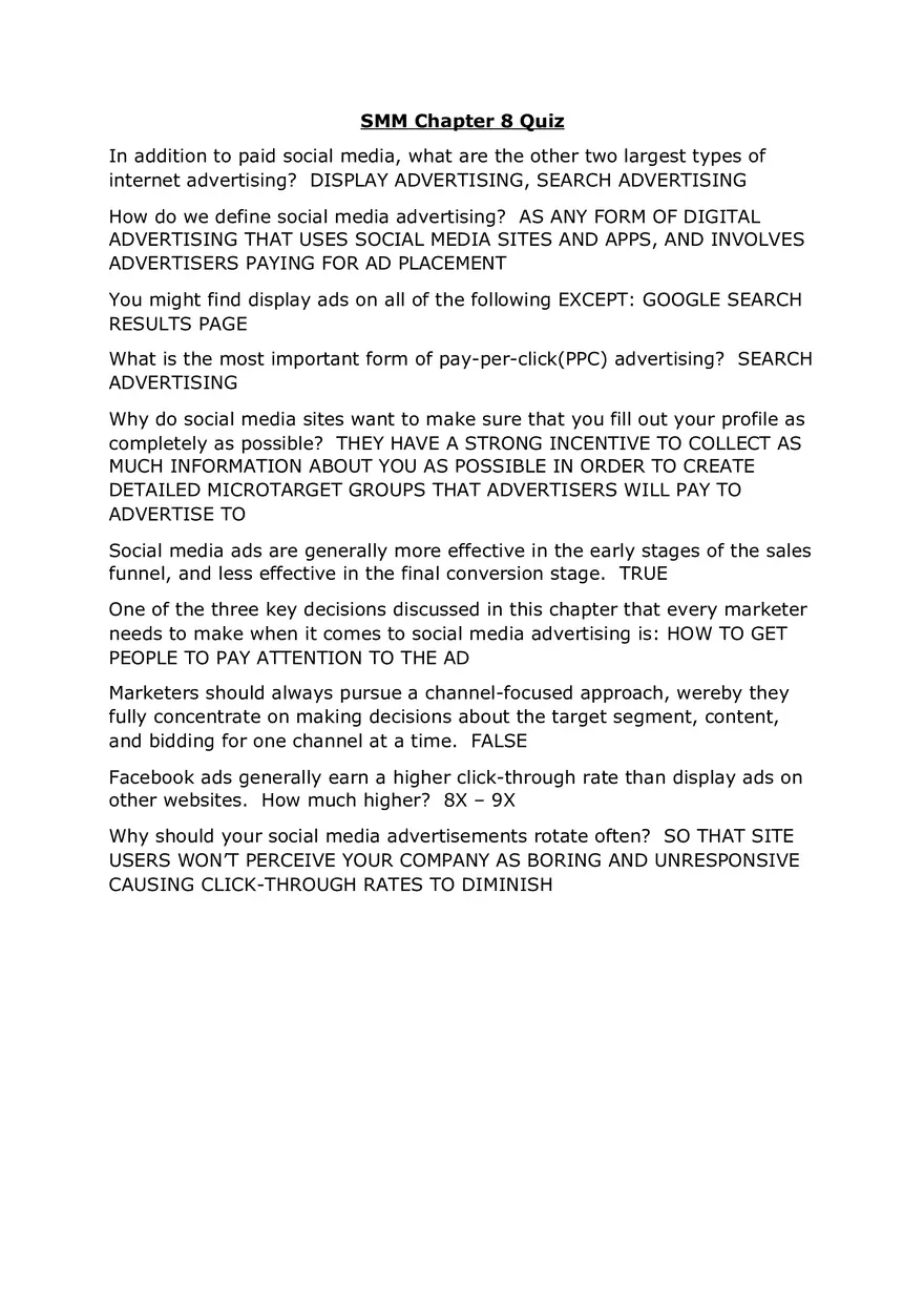 Social Media Marketing 12 Quizzes - Page 10